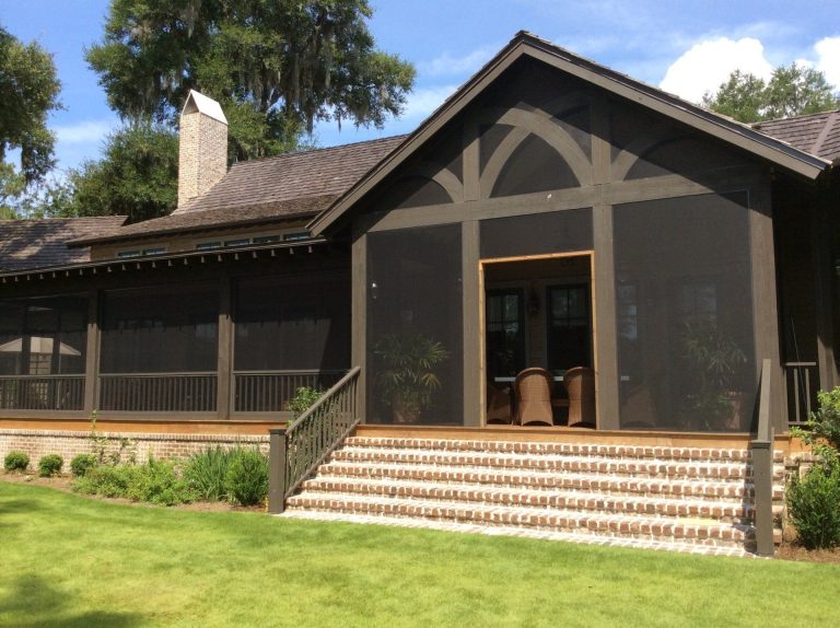 Close-up of 20/20 gnat-resistant screen mesh installed on a Toombs County screen room enclosure.