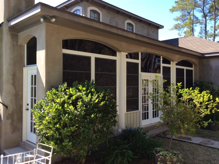 Interior view of a finished vinyl glazed enclosure in Midway Georgia summer.