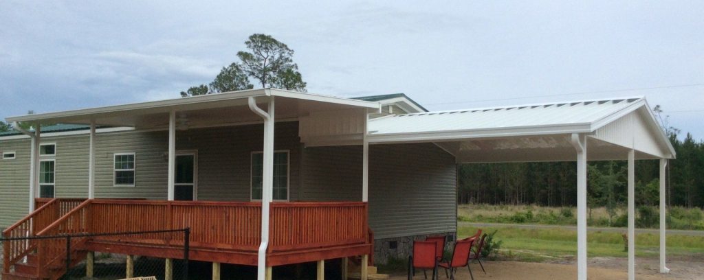 Insulated roof patio cover installed on a Brunswick Georgia home near the coast.
