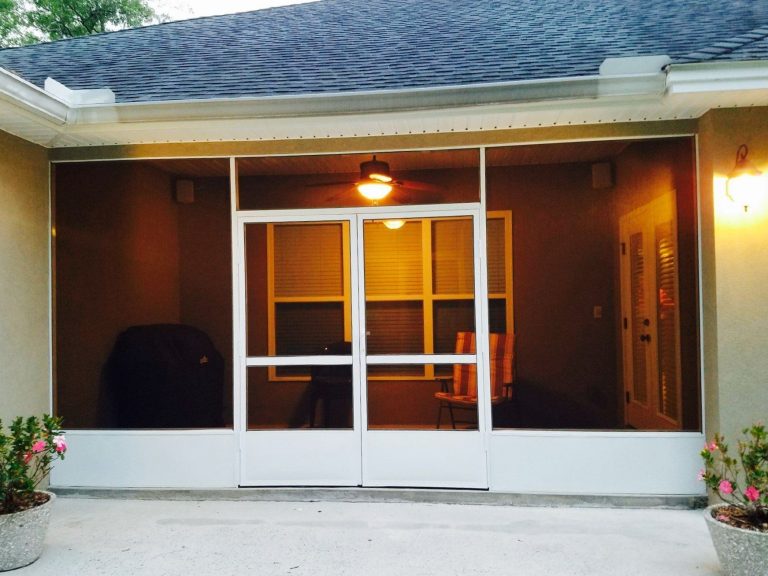 Close-up of 20/20 gnat-resistant screen mesh installed on a Chatham County porch enclosure.