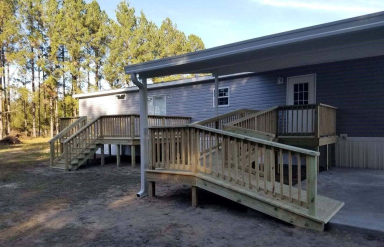 Custom wood porch addition on a Statesboro Georgia home in Bulloch County summer heat.
