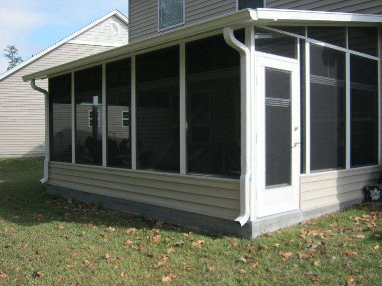 Interior view of a vinyl glazed enclosure protecting against southeast Georgia mosquitoes.