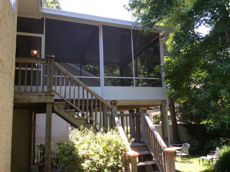 Screen room enclosure on a Patterson Georgia home built to handle Pierce County mosquito pressure and inland wind gusts.