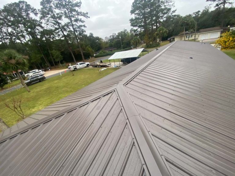 Metal roofing installation on a coastal Darien Georgia home near the Altamaha River mouth