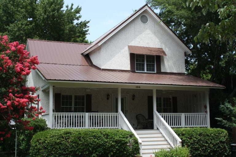Metal roof installed on Jekyll Island home near high hurricane exposure Georgia coast.