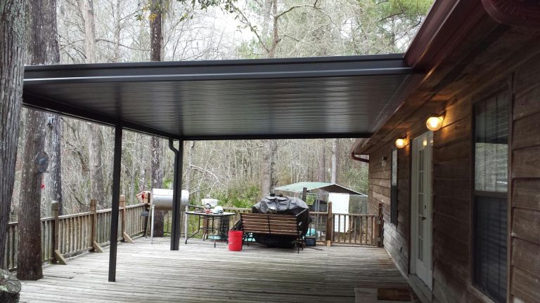 Custom patio cover addition on Effingham County home shading outdoor furniture from summer heat